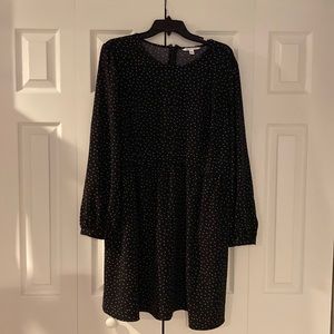 Popsugar XL dress. Black with white dots. Long sleeve with pockets. Back zip
